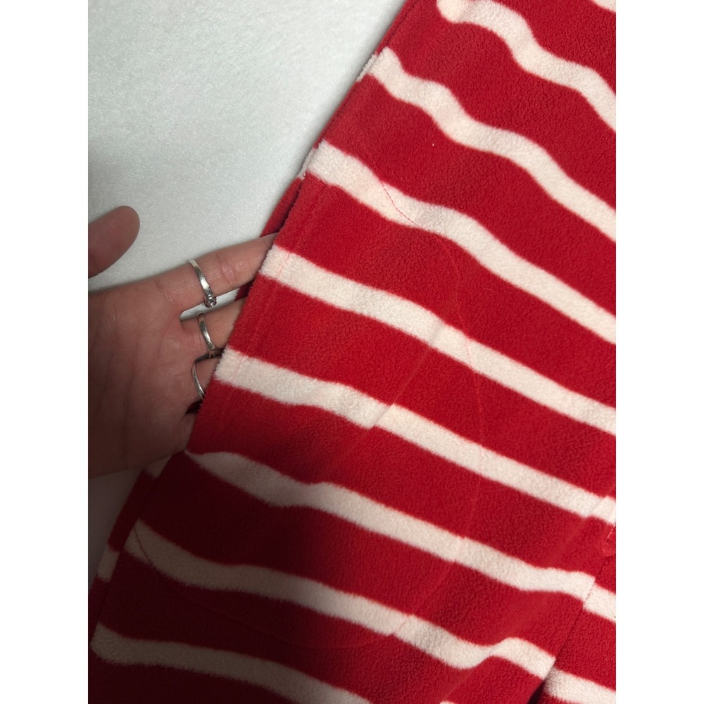 Nick & Nora Sock Monkey Footed One Piece Pajamas Small Red White Striped Fleece - Picture 4 of 7